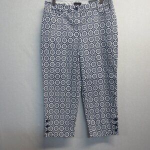 TALBOTS WOMEN'S PERFECT SKIMMER PANT - NAVY/WHITE - SIZE 4